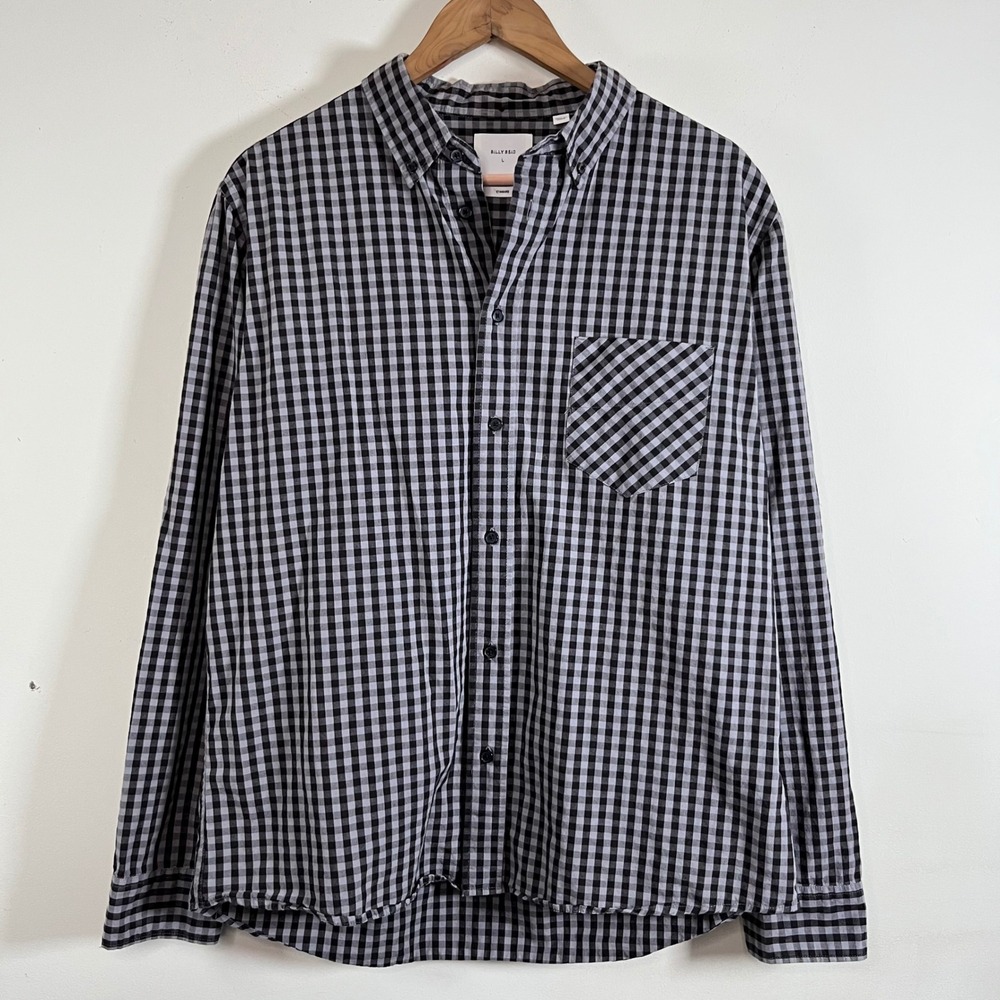 Billy Reid Mens Button Down Shirt Standard Fit Gingham Plaid Large Cotton - Picture 2 of 7